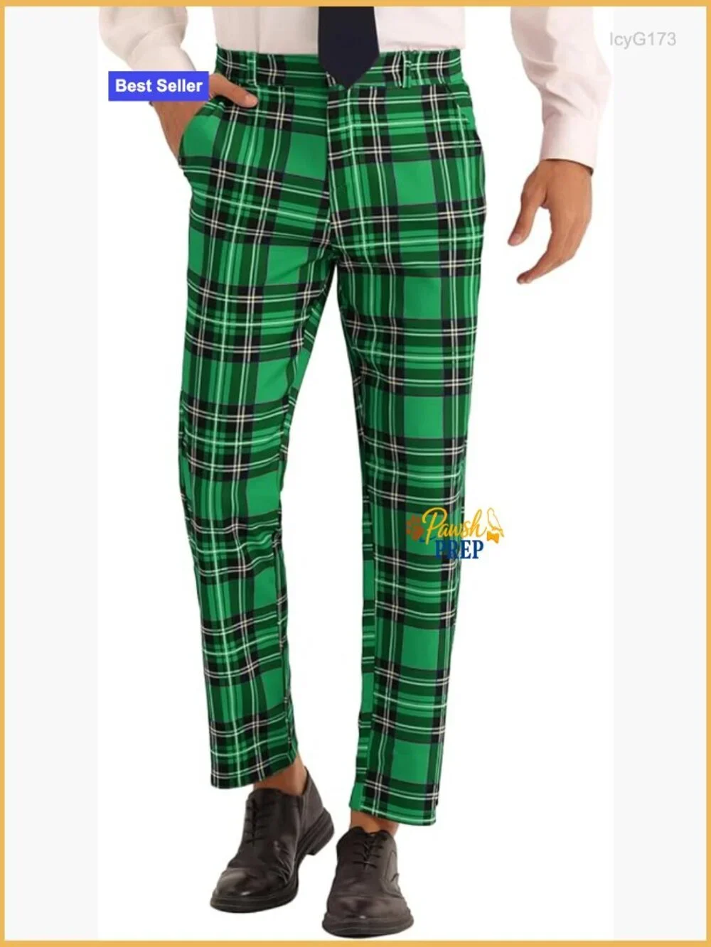 Slim Fit Straight Leg Formal Tartan Dress Pants